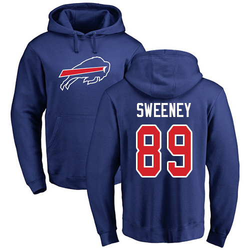 Men NFL Buffalo Bills #89 Tommy Sweeney Royal Blue Name and Number Logo Pullover Hoodie Sweatshirt